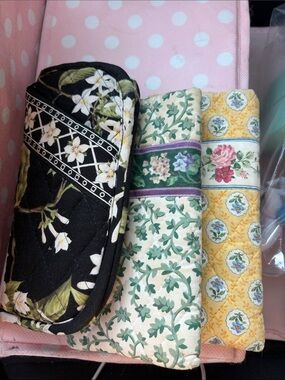 Vera Bradley 3 Floral Quilted Glasses Case Accents Jasmin Lizabeth lilac thyme